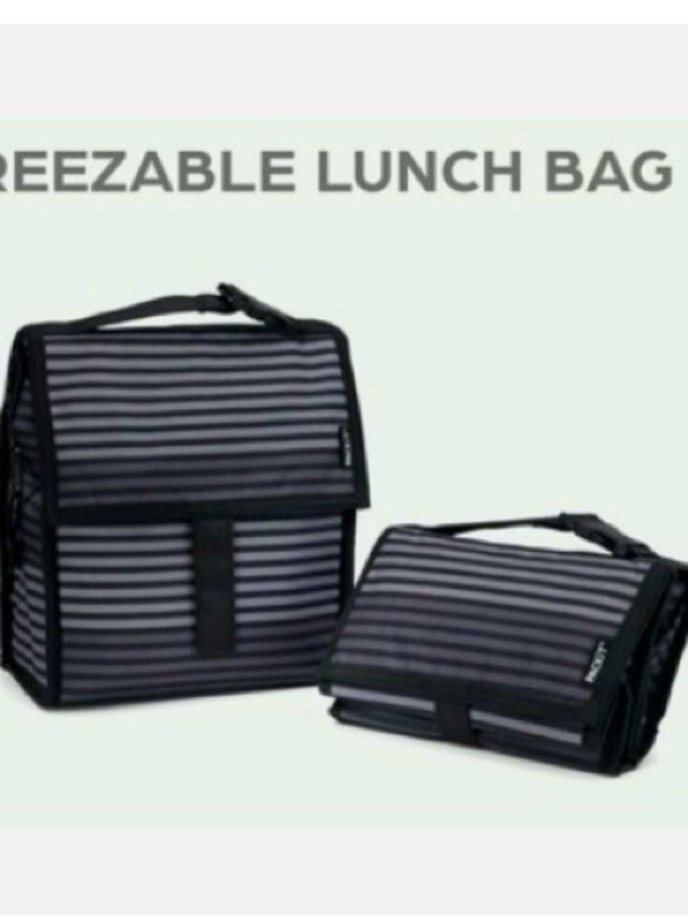 PACKIT FREEZABLE LUNCH BAG CHARCOAL BLACK W/HANDLE NWOT